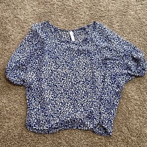 Alya Blue and White Patterned Women's Blouse